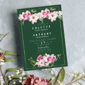 Modern Forest Groen Roze Goud Bloemen Bruiloft Kaart