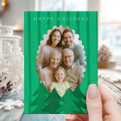 Modern Forest Holiday Photo Card Kaart