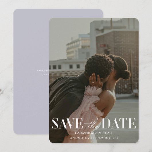 Modern Forest Lavender Gray Wedding Save Date Kaart (Voorkant / Achterkant)
