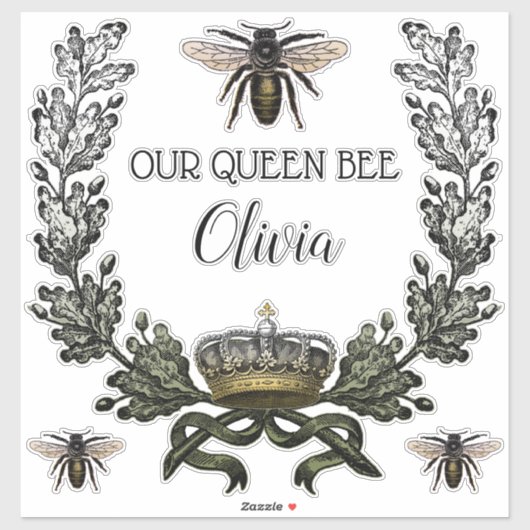  Modern Forest Moss Green Queen Bee Baby Sticker (Vel)
