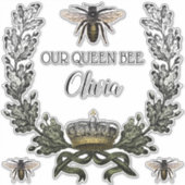 Modern Forest Moss Green Queen Bee Baby Sticker (Voorkant)