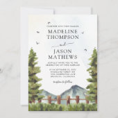 Modern Forest Mountain Rustic Waterverf Wedding Kaart (Voorkant)
