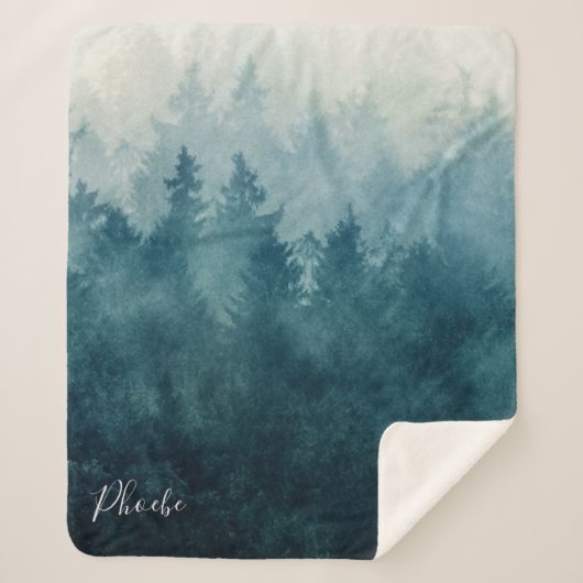 Modern Forest Print Personalized Sherpa Deken (Voorkant)