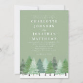 Modern Forest QR Code Sage Green Winter Wedding Kaart (Voorkant)