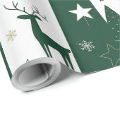 Modern Forest Reindeer Wrapping Paper Cadeaupapier (Rol Hoek)