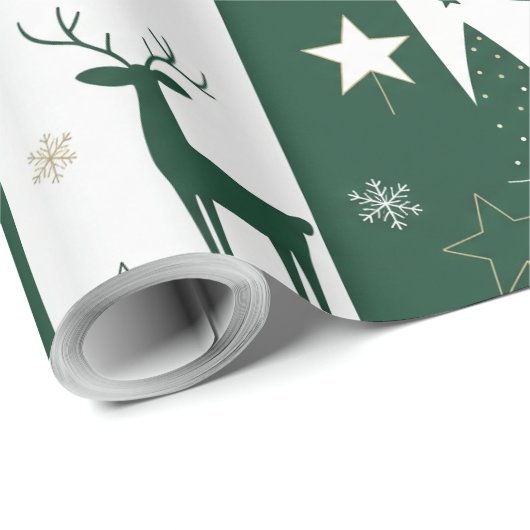 Modern Forest Reindeer Wrapping Paper Cadeaupapier (Rol Hoek)