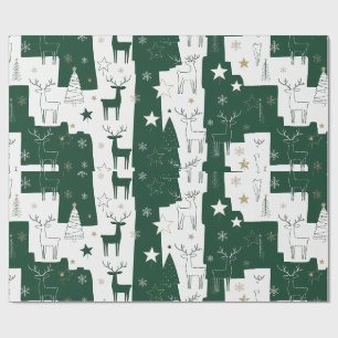 Modern Forest Reindeer Wrapping Paper Cadeaupapier