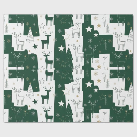Modern Forest Reindeer Wrapping Paper Cadeaupapier (Vlak)