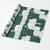 Modern Forest Reindeer Wrapping Paper Cadeaupapier (Uitgerold)