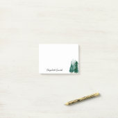 Modern Forest Trees Waterverf Rustieke Script Naam Post-it® Notes (Op bureau)