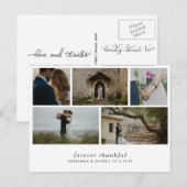Modern Forever Dankbaar Eenvoudige Vijf Trouwfoto' Briefkaart (Voorkant / Achterkant)