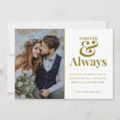 Modern Forever Gold Photo Weddenschap Hartelijk da Bedankkaart (Voorkant)