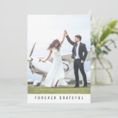 Modern Forever Grateful 2 Photo Wedding Bedankkaart (Staand voorkant)