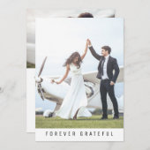Modern Forever Grateful 2 Photo Wedding Bedankkaart (Voorkant / Achterkant)