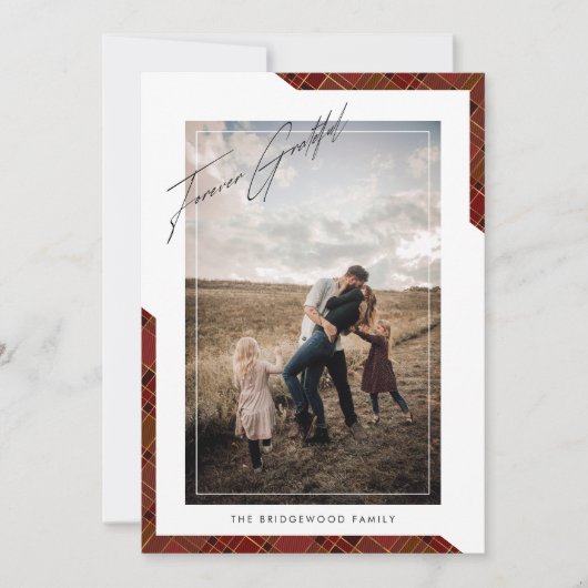 Modern 'Forever Grateful' met kerstfoto Feestdagenkaart (Voorkant)