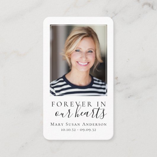 Modern Forever in ons hart Memorial Kaart Contactkaartje (Voorkant)