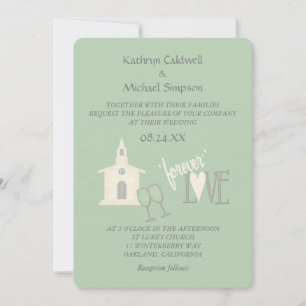 Modern Forever Love Mint Green Wedding Kaart