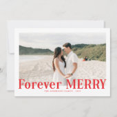 Modern Forever Merry Christmas Couples Red Feestdagenkaart (Voorkant)