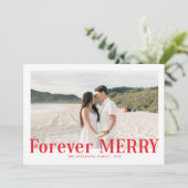 Modern Forever Merry Christmas Couples Red Feestdagenkaart (Staand voorkant)
