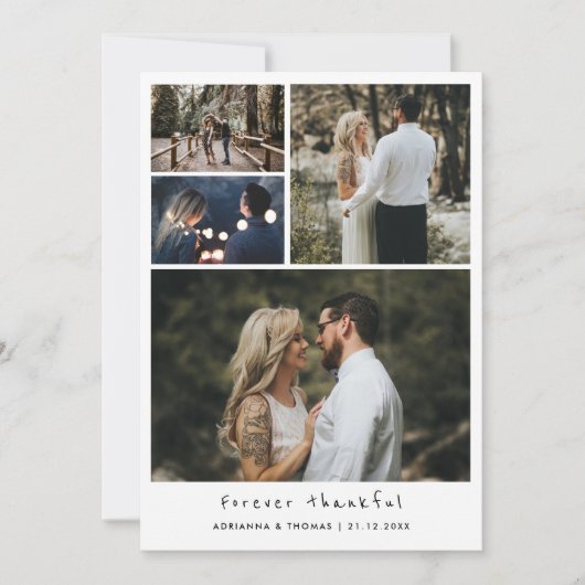 Modern Forever Thankful Couple Photo Wedding Bedankkaart (Voorkant)