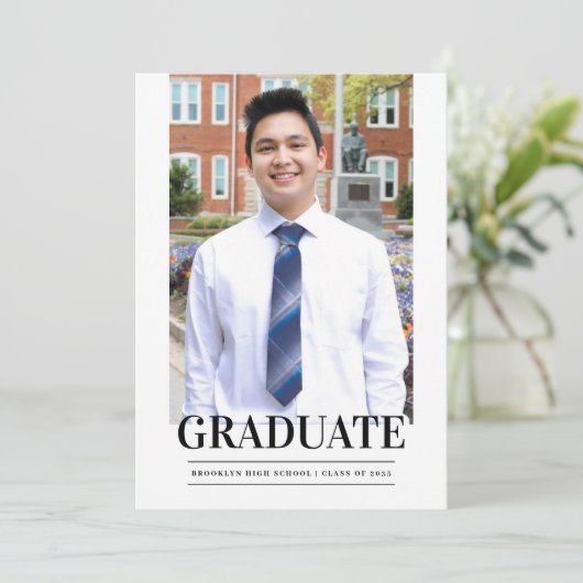 Modern formeel AFSTUDEREN Afstudeerder Pet Afstude Aankondiging (Staand voorkant)