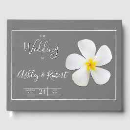 Modern formeel Klassiek, wit op grijs, huwelijk Gastenboek