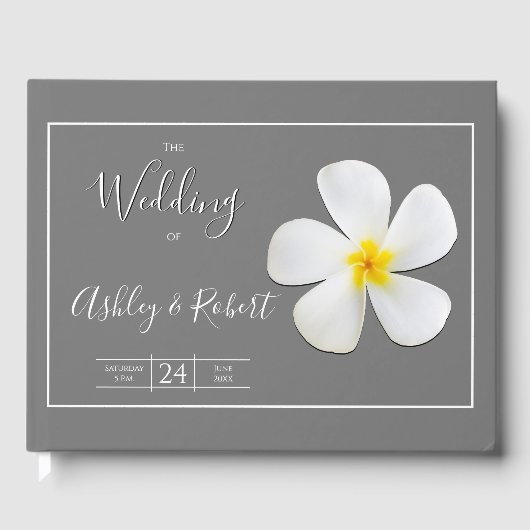 Modern formeel Klassiek, wit op grijs, huwelijk Gastenboek (Voorkant)