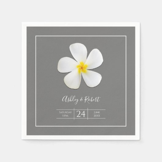 Modern formeel Klassiek, wit op grijs, huwelijk Servet (Voorkant)