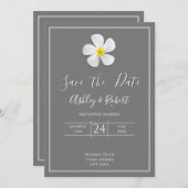 Modern formeel Klassiek, Wit op Grijs, sparen Datu Kaart (Voorkant / Achterkant)