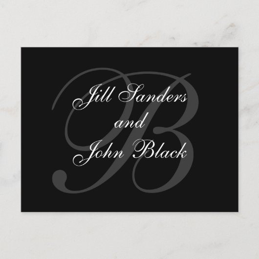 Modern, formeel zwart monogram Bewaar de datum Aankondigingskaart (Voorkant)