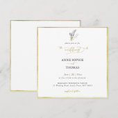 Modern Formele lente Lily van Valley Gold Wedding Kaart (Voorkant / Achterkant)