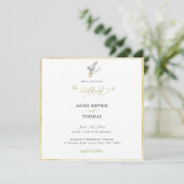 Modern Formele lente Lily van Valley Gold Wedding Kaart (Staand voorkant)