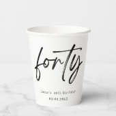 Modern Forty Script 40th Birthday Paper Cups Papieren Bekers (Achterkant)