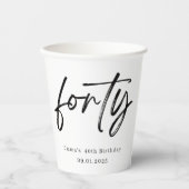 Modern Forty Script 40th Birthday Paper Cups Papieren Bekers (Voorkant)