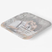 Modern Foto Achtergrond Mrs Names Date Wedding Papieren Bordje (Gebogen)