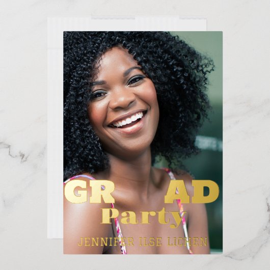 MODERN FOTO AFSTUDEERDER PARTIJ FOLIE UITNODIGING (Envelop)