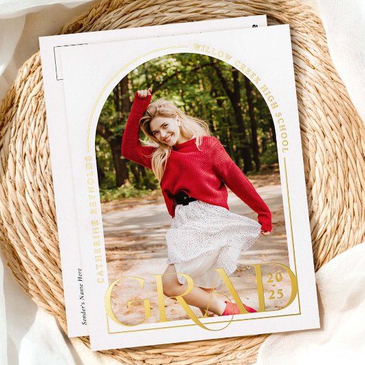 Modern Foto Afstuderen Aankondiging Folie Briefkaa