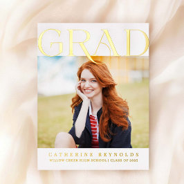 Modern Foto Afstuderen Aankondiging Folie Briefkaa