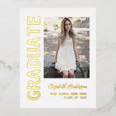 Modern Foto Afstuderen Aankondiging Folie Briefkaa (Voorkant)