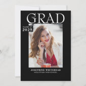 Modern Foto Afstuderen Announcement Black Aankondiging (Voorkant)