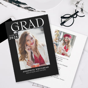 Modern Foto Afstuderen Announcement Black Aankondiging