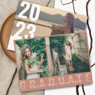Modern Foto Afstuderen Announcement Blush Aankondiging