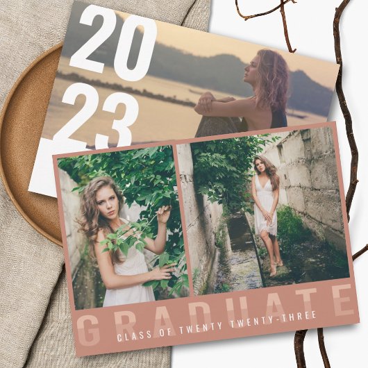Modern Foto Afstuderen Announcement Blush Aankondiging