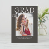 Modern Foto Afstuderen Announcement Gray Aankondiging (Staand voorkant)