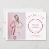 Modern Foto Afstuderen Blue Stripes Afstuderen Aankondiging (Voorkant)