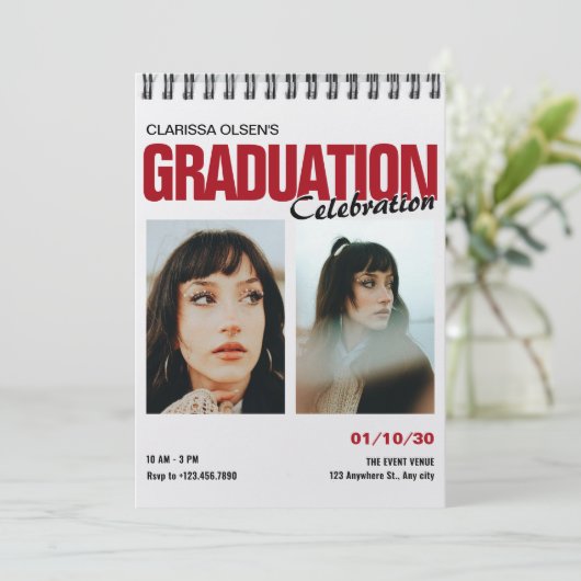 Modern foto-afstuderen kaart (Staand voorkant)