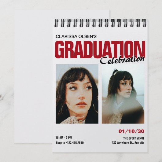 Modern foto-afstuderen kaart (Voorkant / Achterkant)