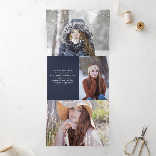 Modern Foto Afstuderen Tri-Fold Announcement Drieluik Aankondiging (Binnen)