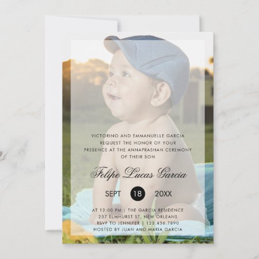 Modern Foto Annaprashan First Rice Ceremony Kaart (Voorkant)