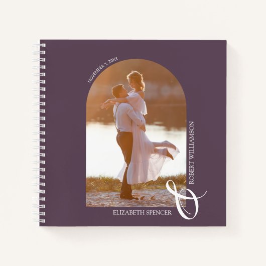Modern Foto Arch Paars Trouw Gastboek Notitieboek (Voorkant)